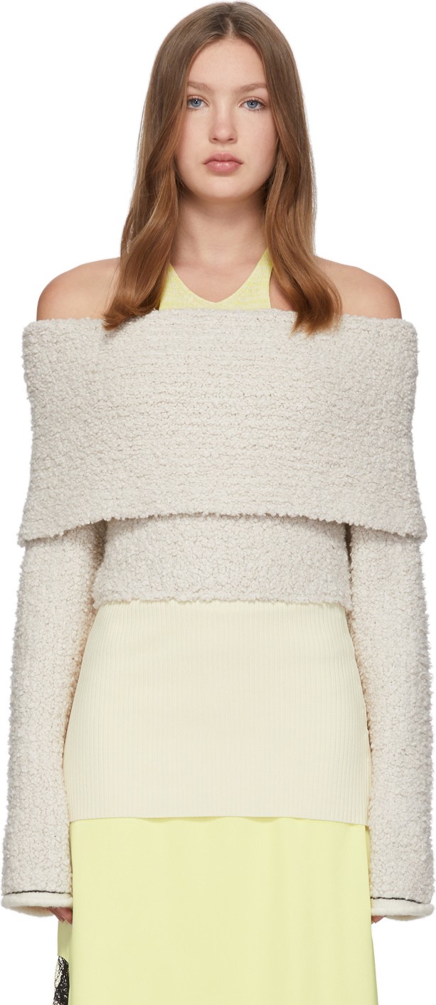 3.1 Phillip Lim Off-White Merino Off-The-Shoulder Sweater
