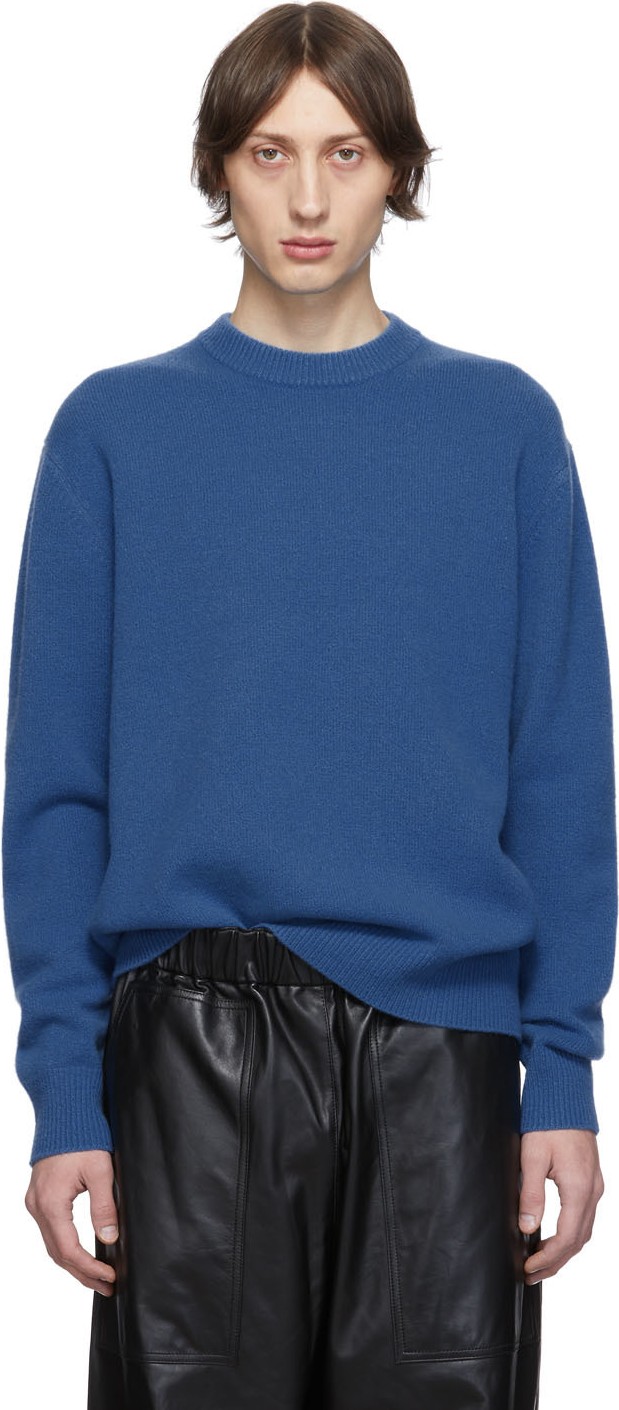 Tibi SSENSE Exclusive Blue Stretch Cashmere Sweater