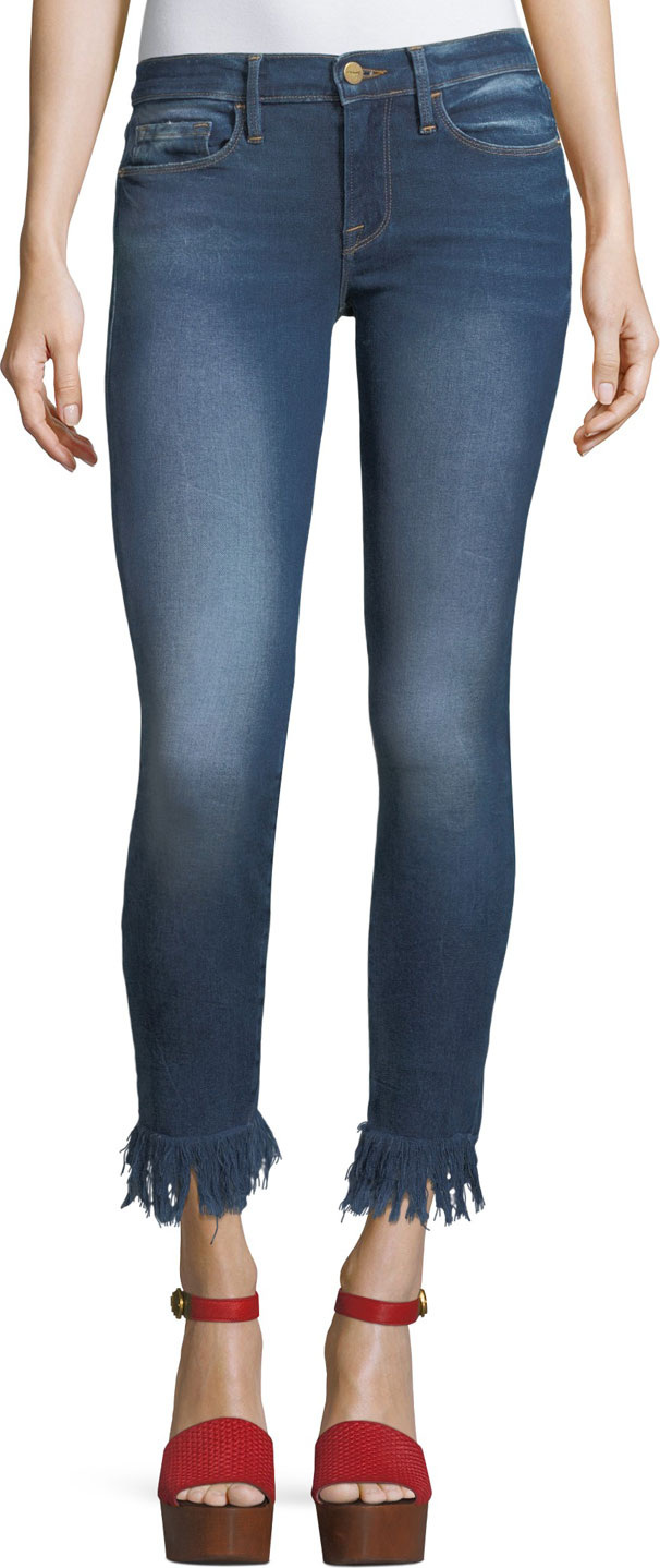 FRAME DENIM Le Skinny De Jeanne with Shredded Hem