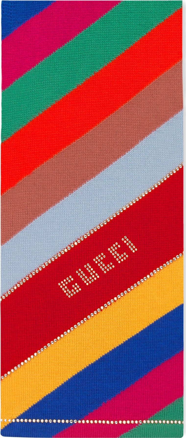 Gucci Stripe Studded Logo Wool Scarf