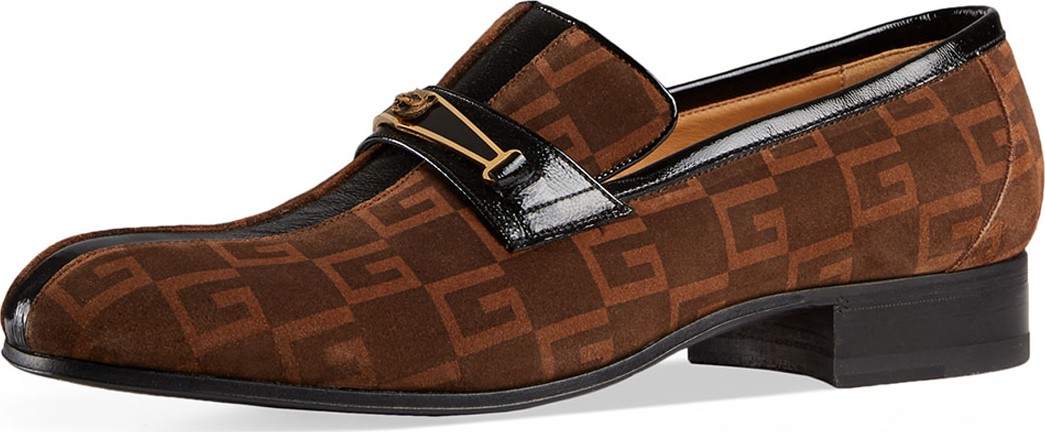 Gucci Suede Square G Loafer with Stripe