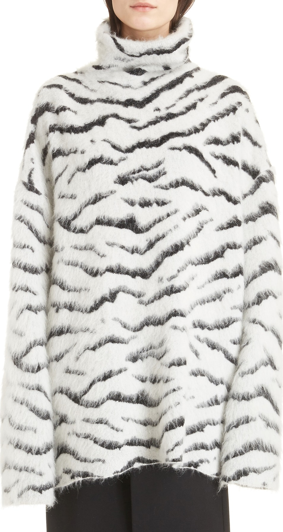 Givenchy Zebra Stripe Mohair & Wool Blend Turtleneck Sweater