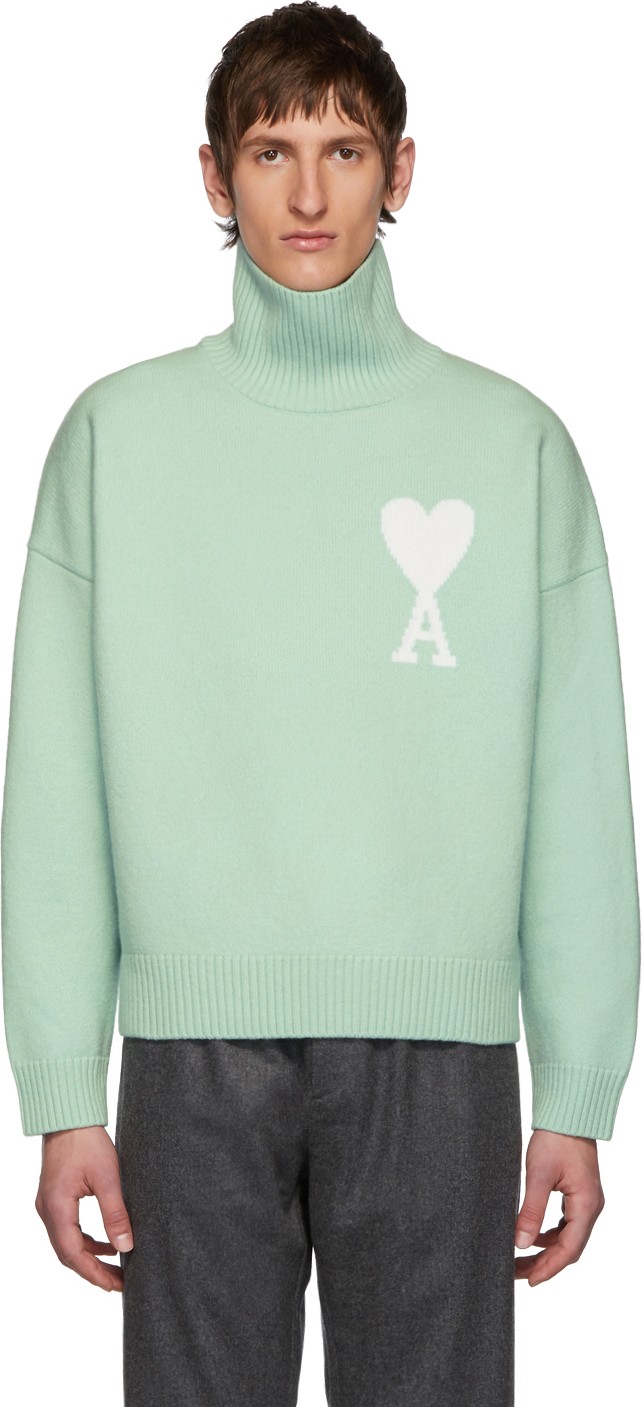 AMI Green Ami De Coeur Turtleneck