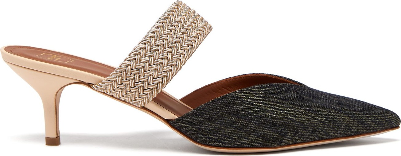 Malone Souliers Maisie kitten-heel canvas mules