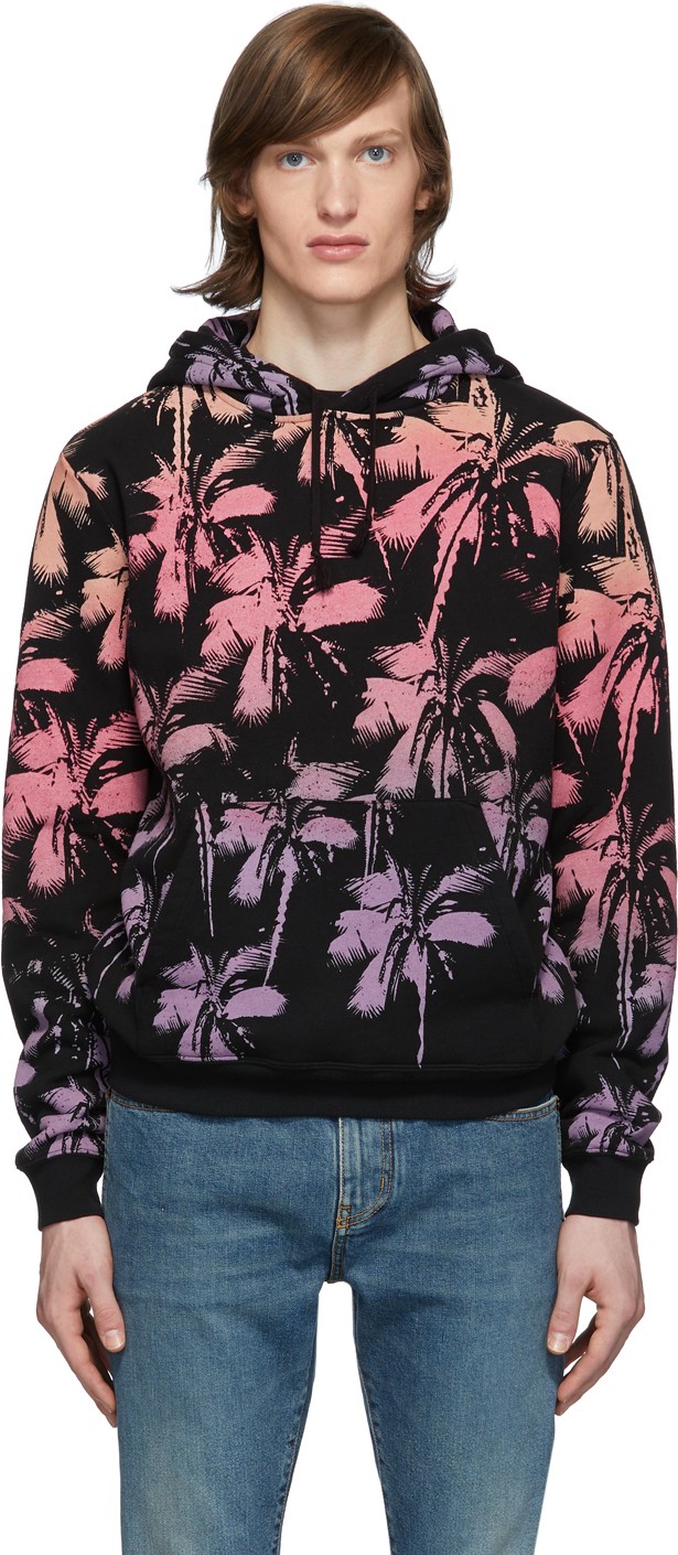 Saint Laurent Black Palm Print Hoodie