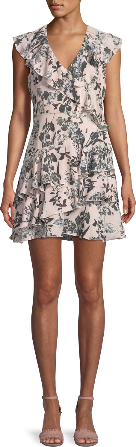 Parker Dorothy Sleeveless Floral-Print Tiered Ruffled Dress