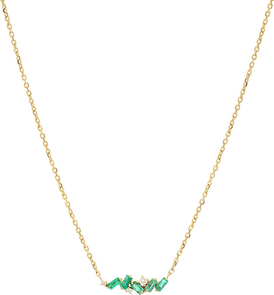 Suzanne Kalan 18kt gold necklace with emeralds and diamonds