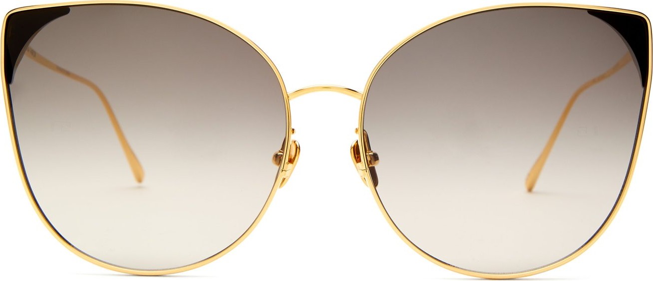 Linda Farrow Oversized cat-eye gold-plated sunglasses
