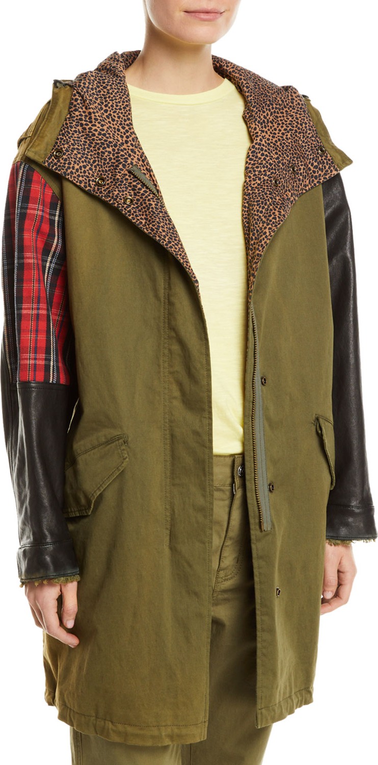 Current/Elliott The Harper Mixed-Media Hooded Parka Jacket