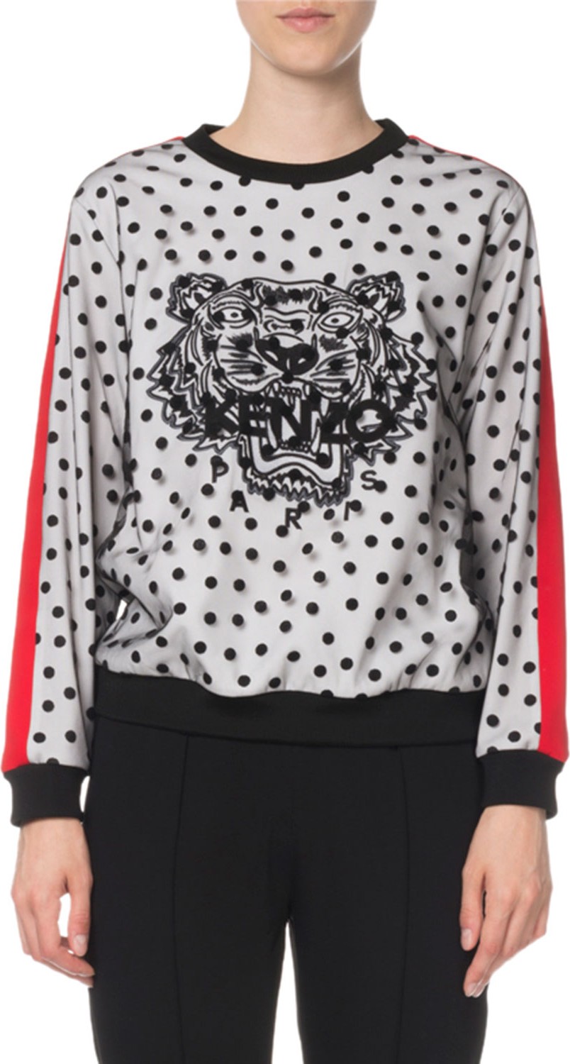KENZO Embellished Dot-Print Tiger Logo Sweater