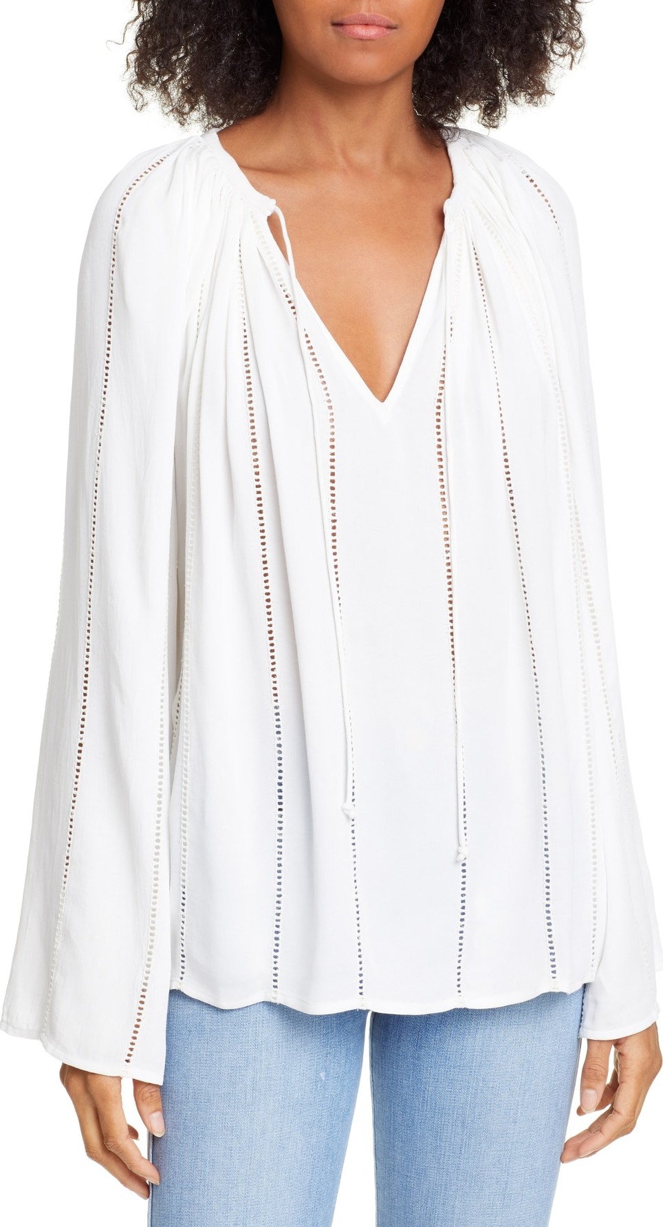 FRAME DENIM Lattice Peasant Top