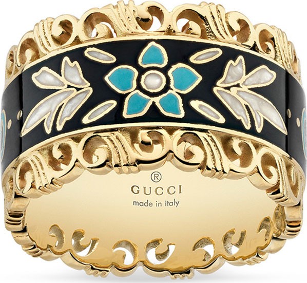 Gucci Icon Blooms Band Ring in 18K Gold  Size 6.75