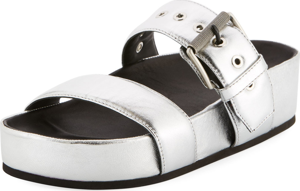Rag & Bone Evin Metallic Platform Sandals, Silver
