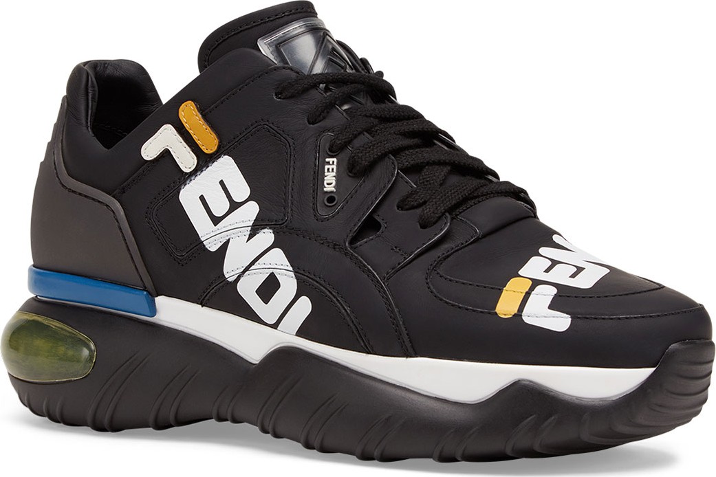 Fendi Men's Fendi Mania Logo-Print Leather Dad Sneakers