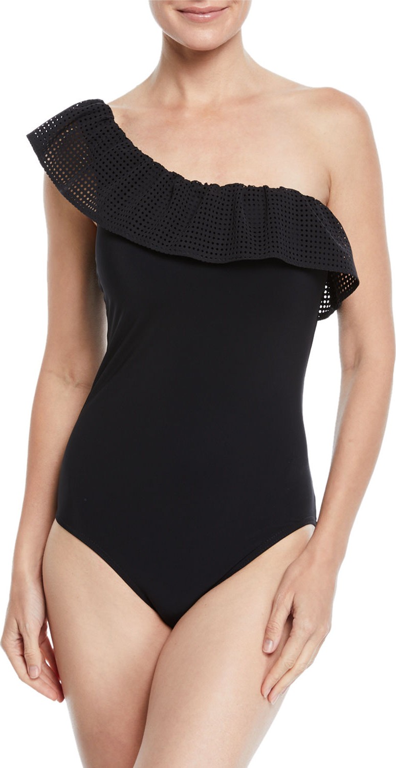 Karla Colletto Chiara One-Shoulder Ruffle One-Piece Swimsuit
