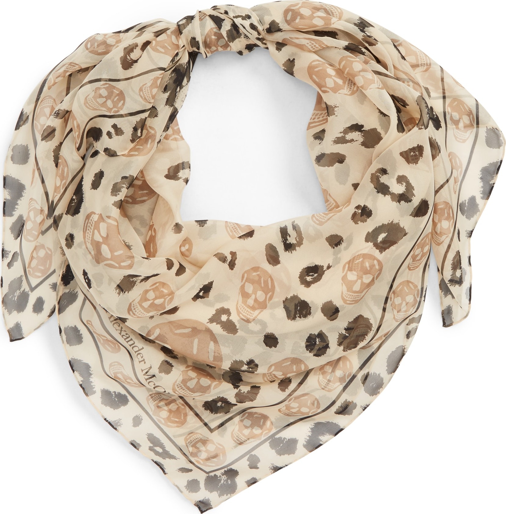 Alexander McQueen Fo Leop Chiffon Scarf