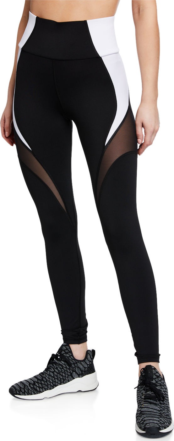 MICHI Glow Colorblocked High-Rise Mesh Leggings