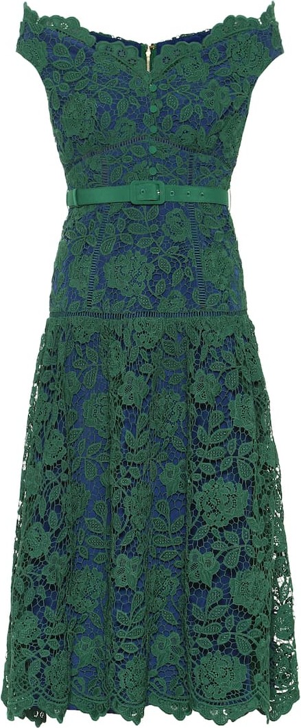 Self Portrait Floral-lace midi dress