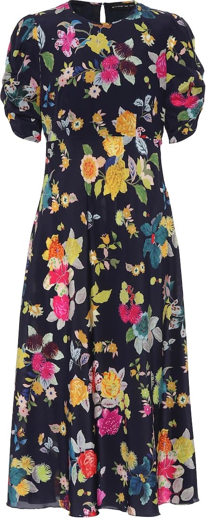 Etro Floral stretch-silk crêpe midi dress