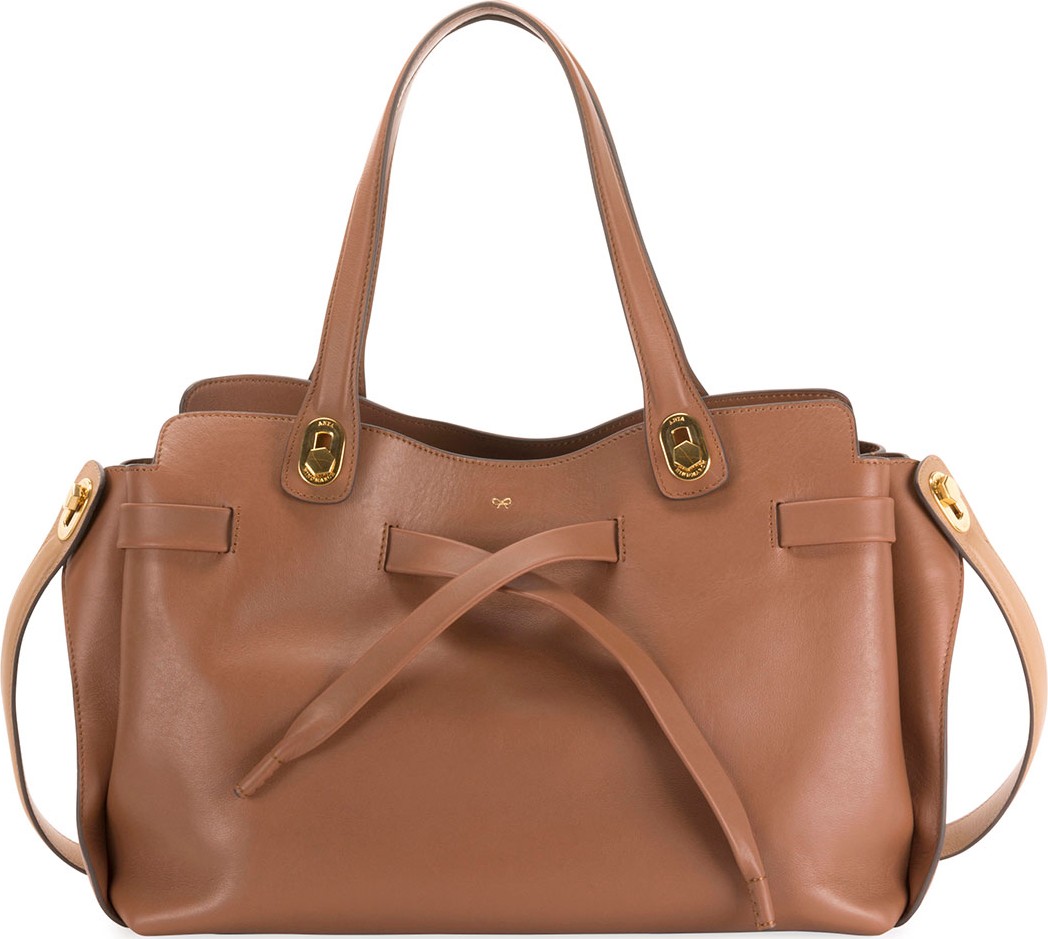 Anya Hindmarch Shoelace Smooth Tote Bag, Tan