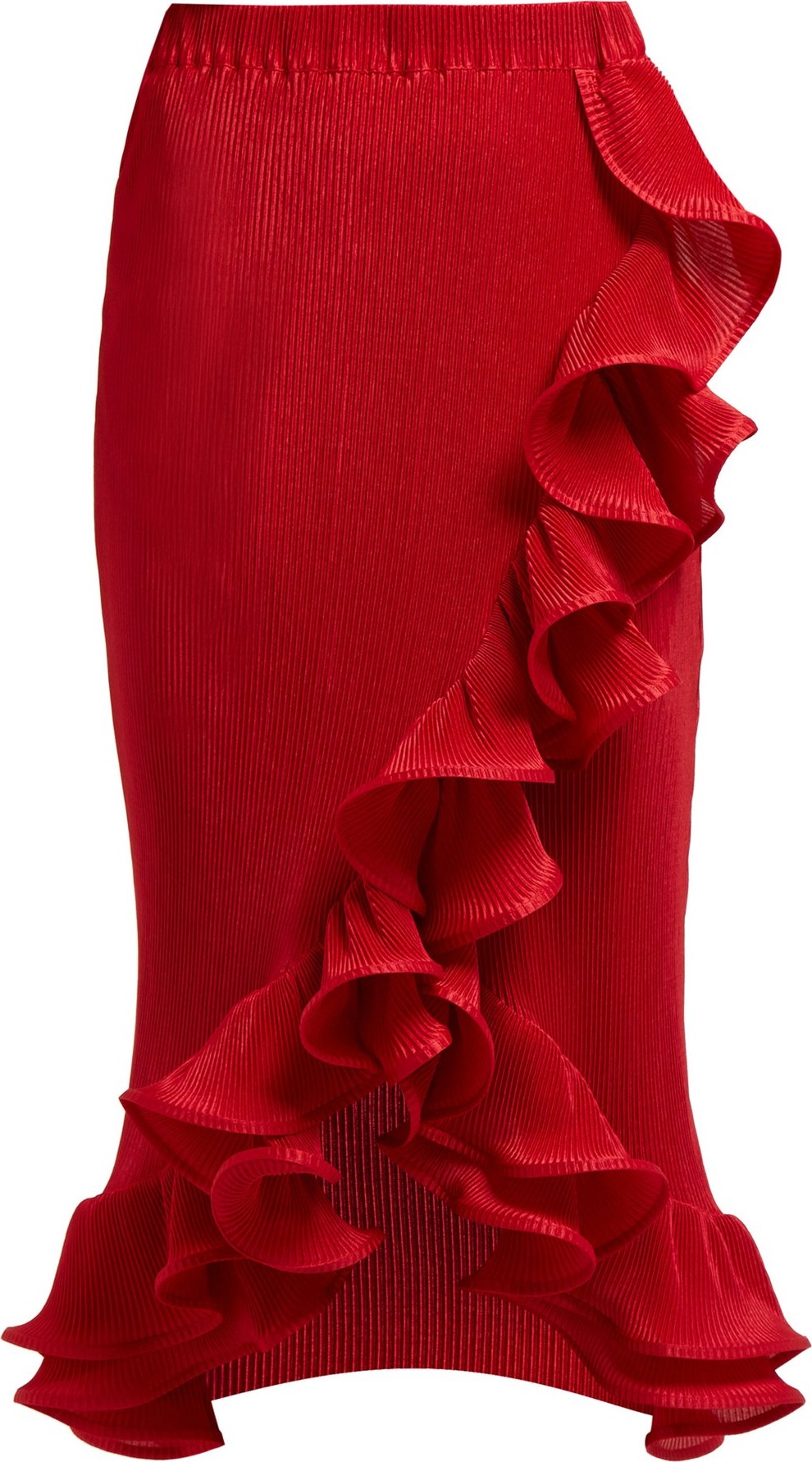 Romance Was Born Bloom ruffled plissé midi skirt