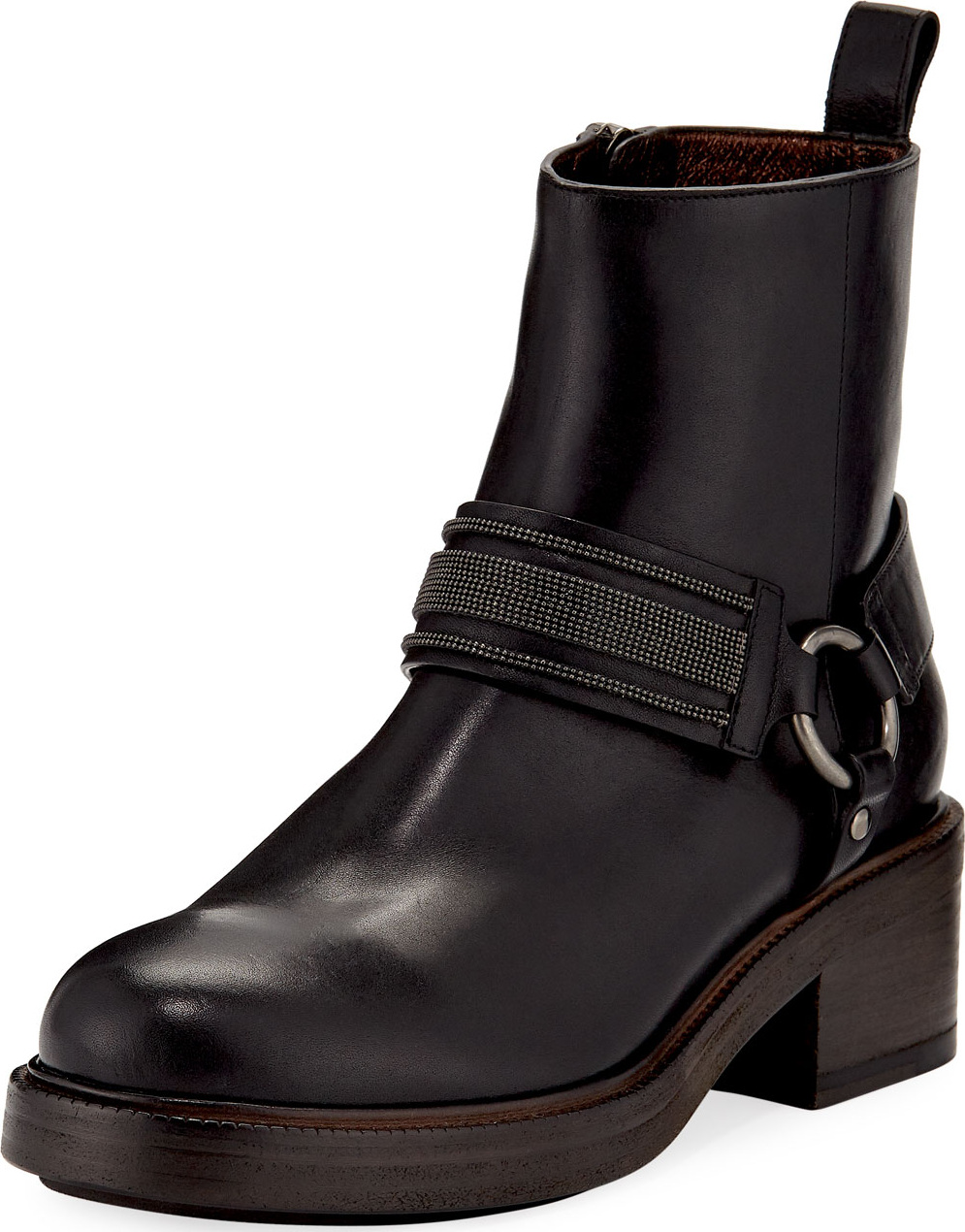 Brunello Cucinelli Leather Riding Ankle Boot