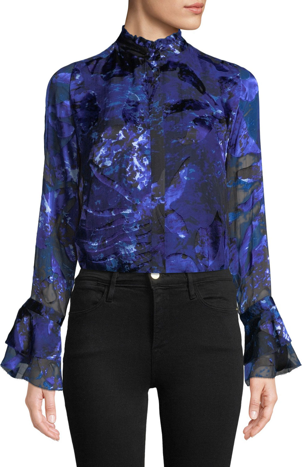 Elie Tahari Teddie Bell-Sleeve Blouse
