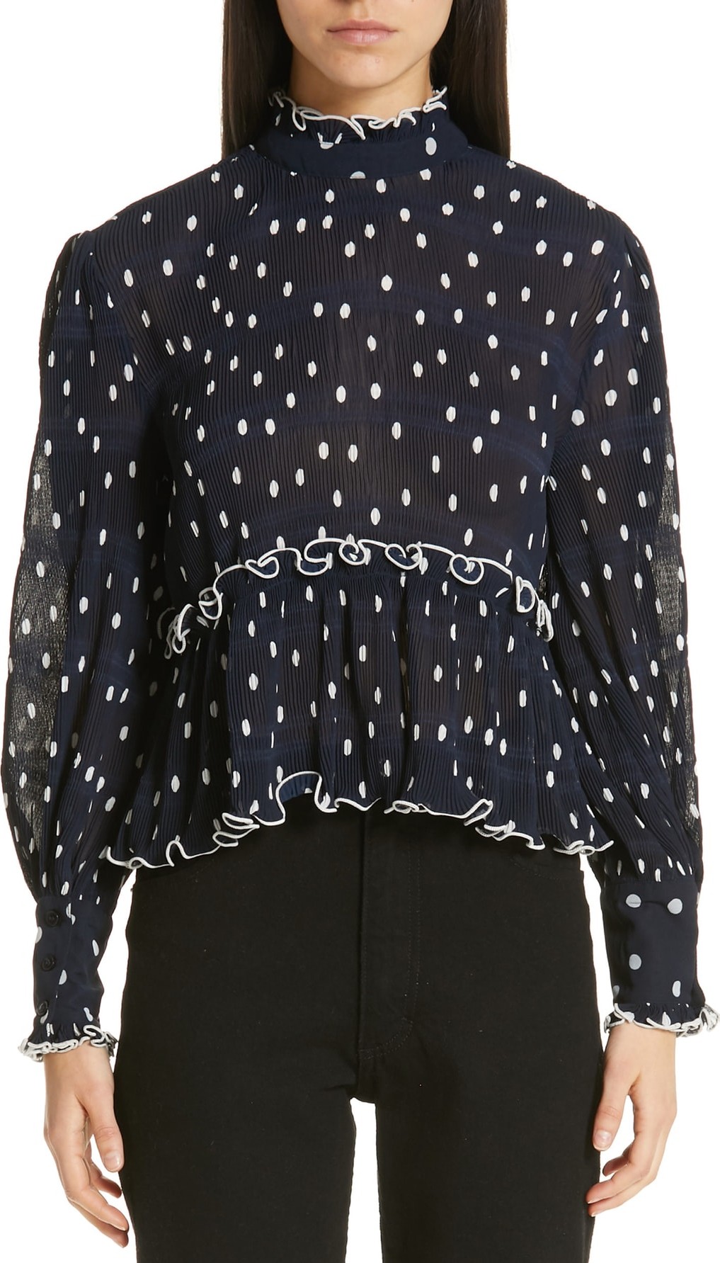 Ganni Pleat Georgette Blouse