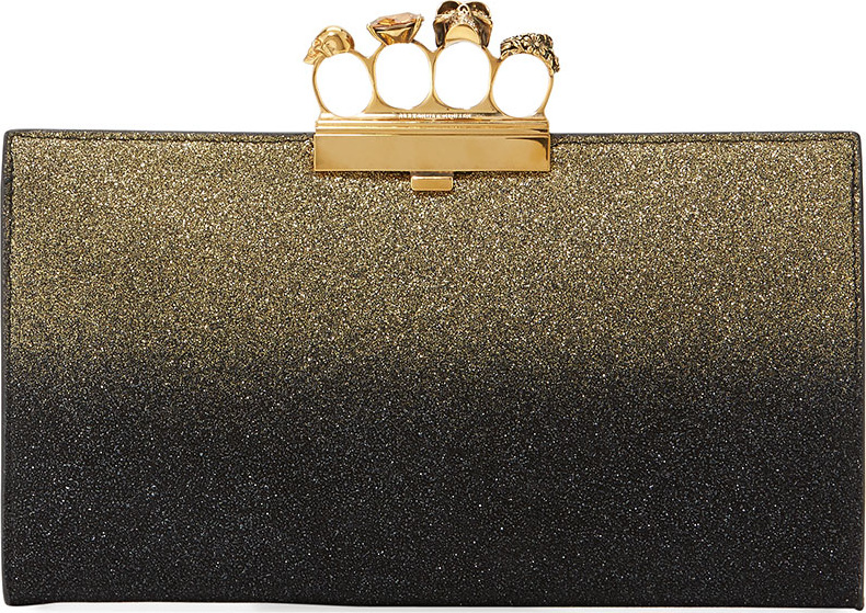 Alexander McQueen Glitter Ombre Flat Knuckle Clutch Bag