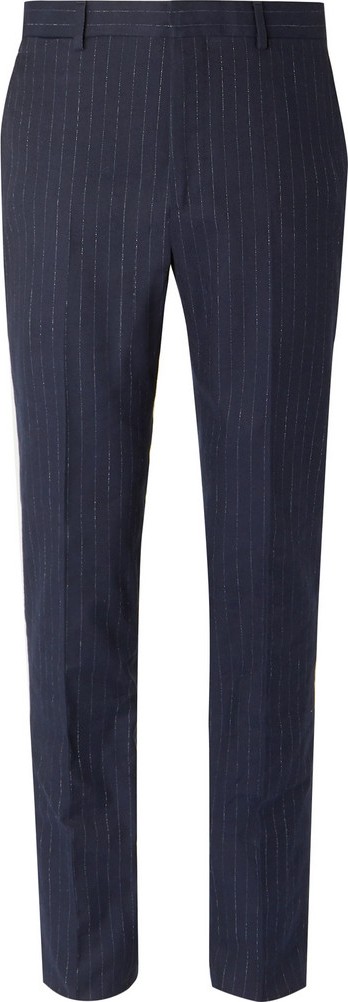 Polo Ralph Lauren Navy Slim-Fit Pinstriped Stretch Cotton and Wool-Blend Suit Trousers