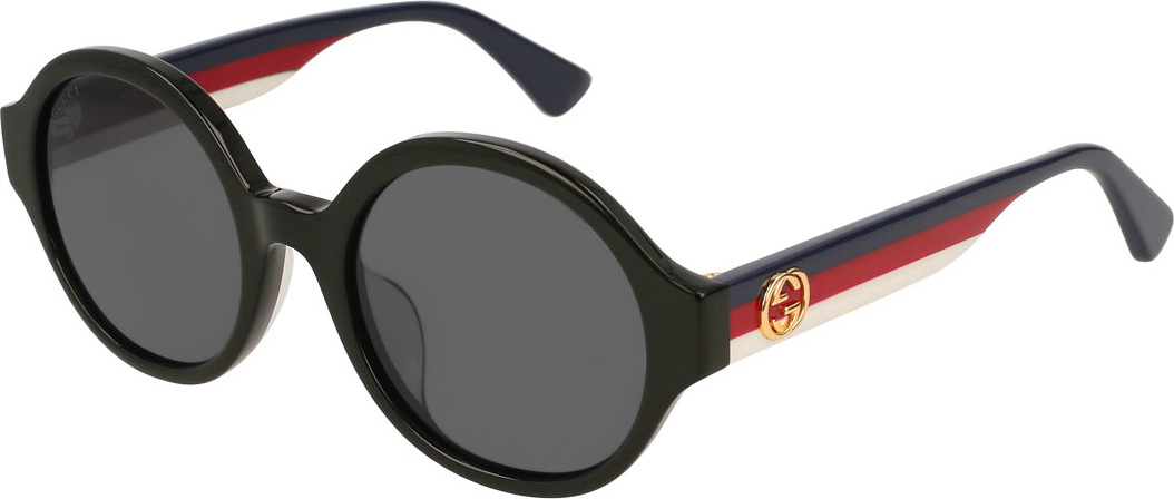 Gucci Round Striped-Arm Sunglasses, Black