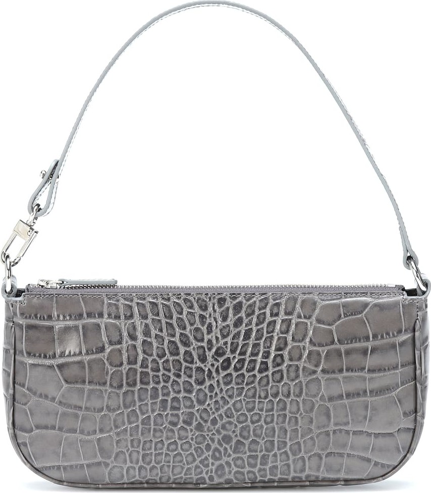By Far Rachel croc-effect leather clutch