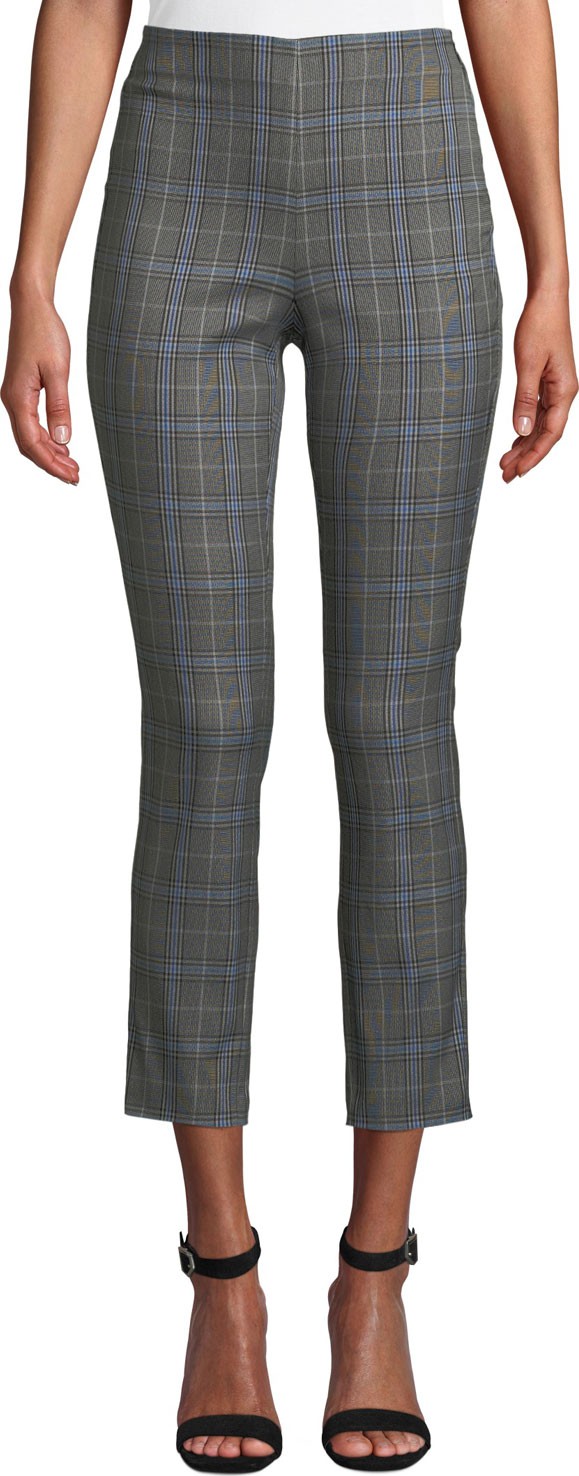 Rag & Bone Simone Plaid Skinny-Leg Pants with Yoke Detail