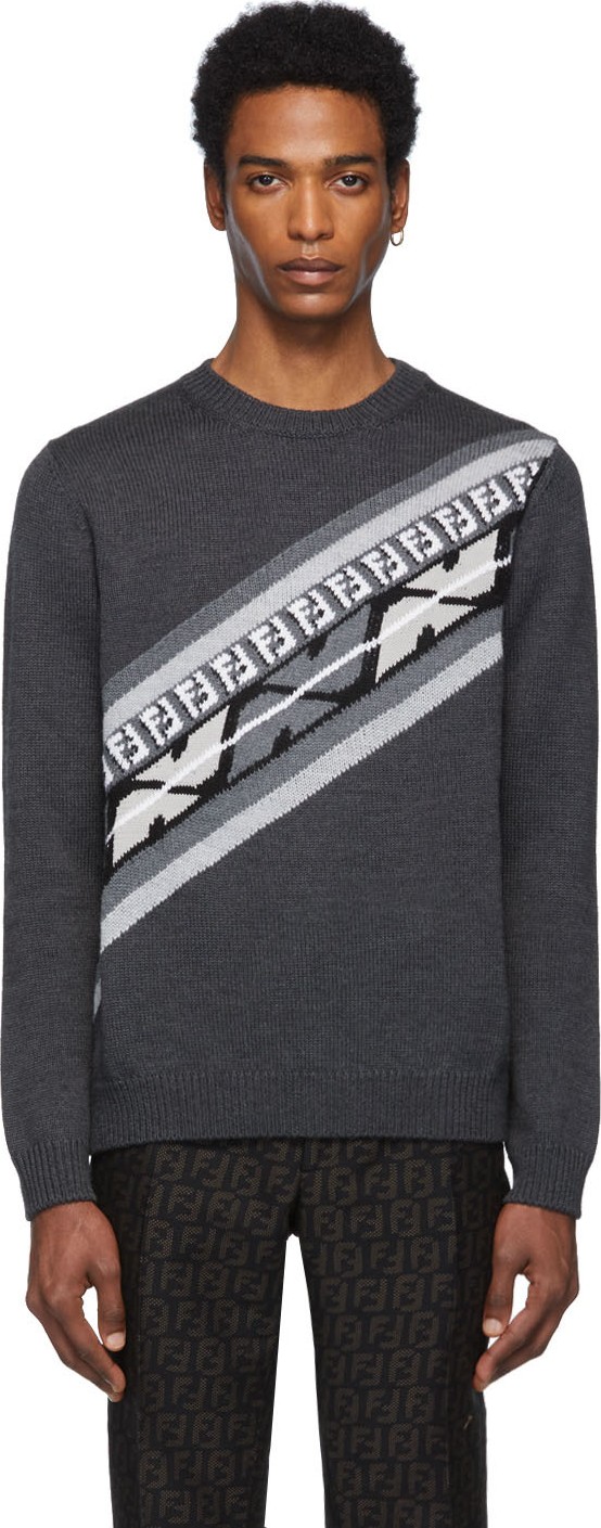 Fendi Grey Wool 'Forever Fendi' Sweater