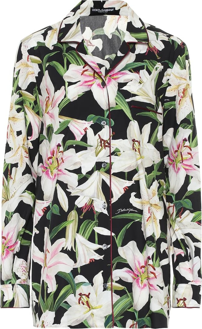 Dolce & Gabbana Floral cotton and silk pajama shirt