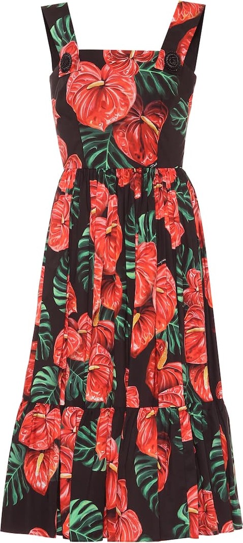 Dolce & Gabbana Floral stretch-cotton midi dress