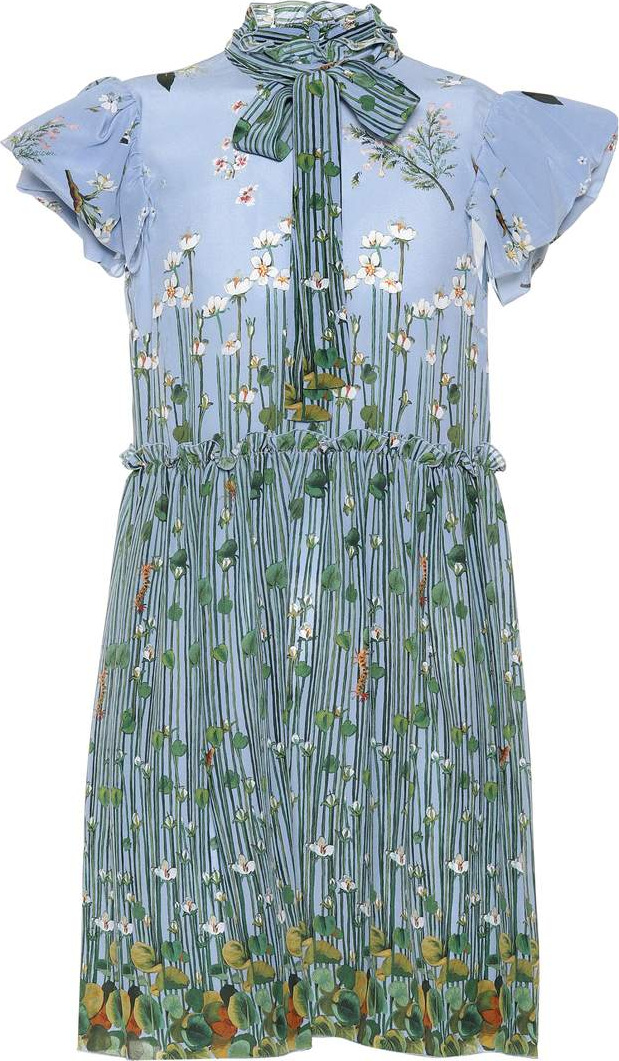 RED Valentino Floral-printed silk minidress