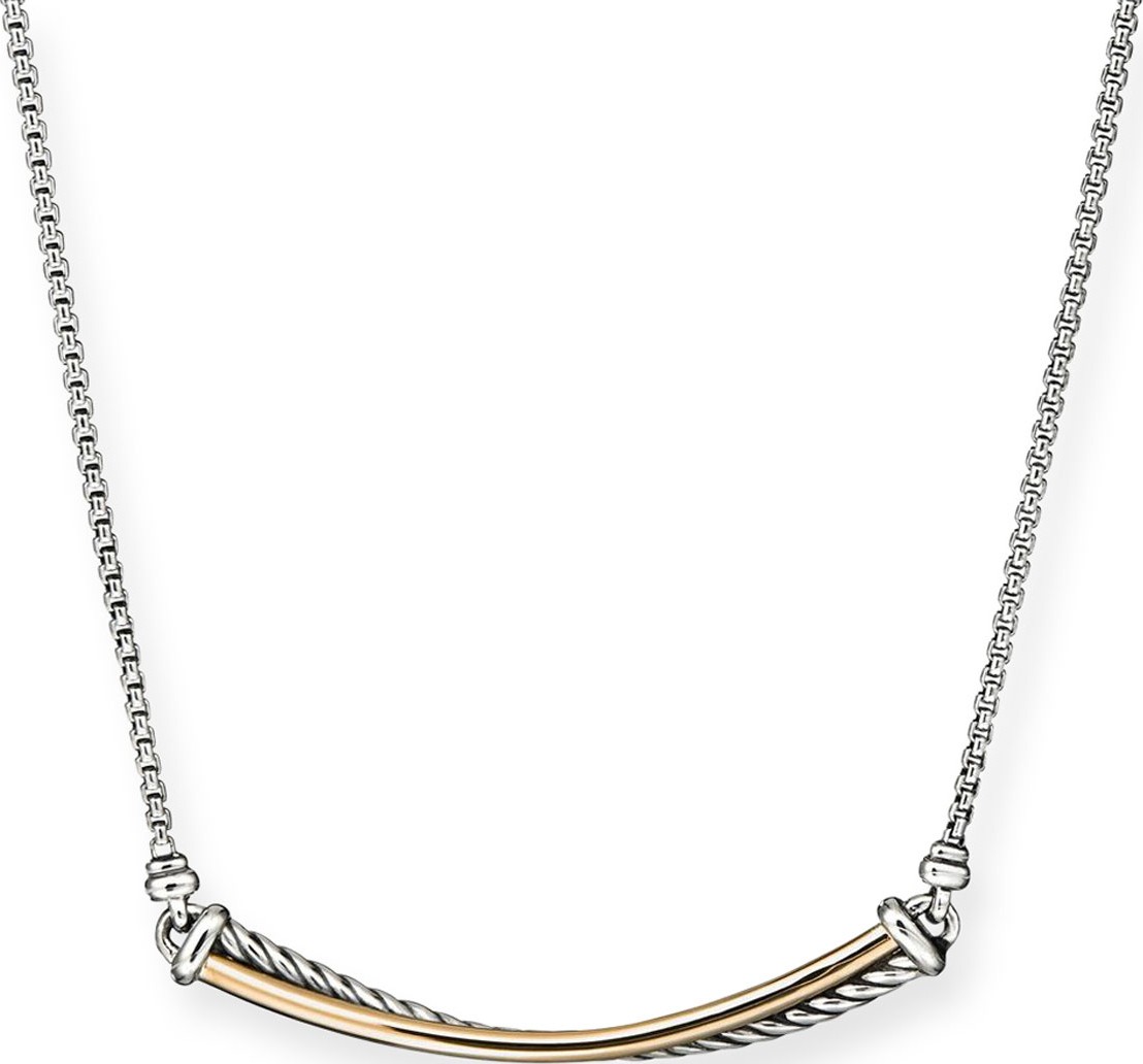 David Yurman Crossover 18k Gold Bar Necklace