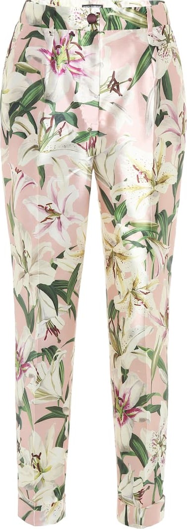 Dolce & Gabbana Mid-rise cropped floral satin pants