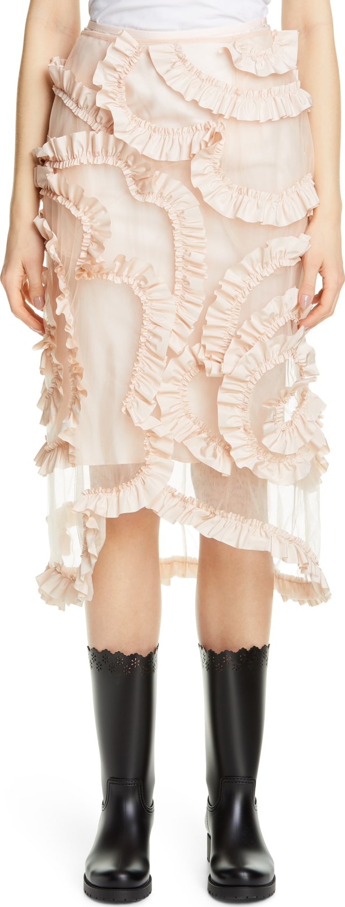 Moncler Genius x 4 Simone Rocha Ruffle Trim Tulle Skirt