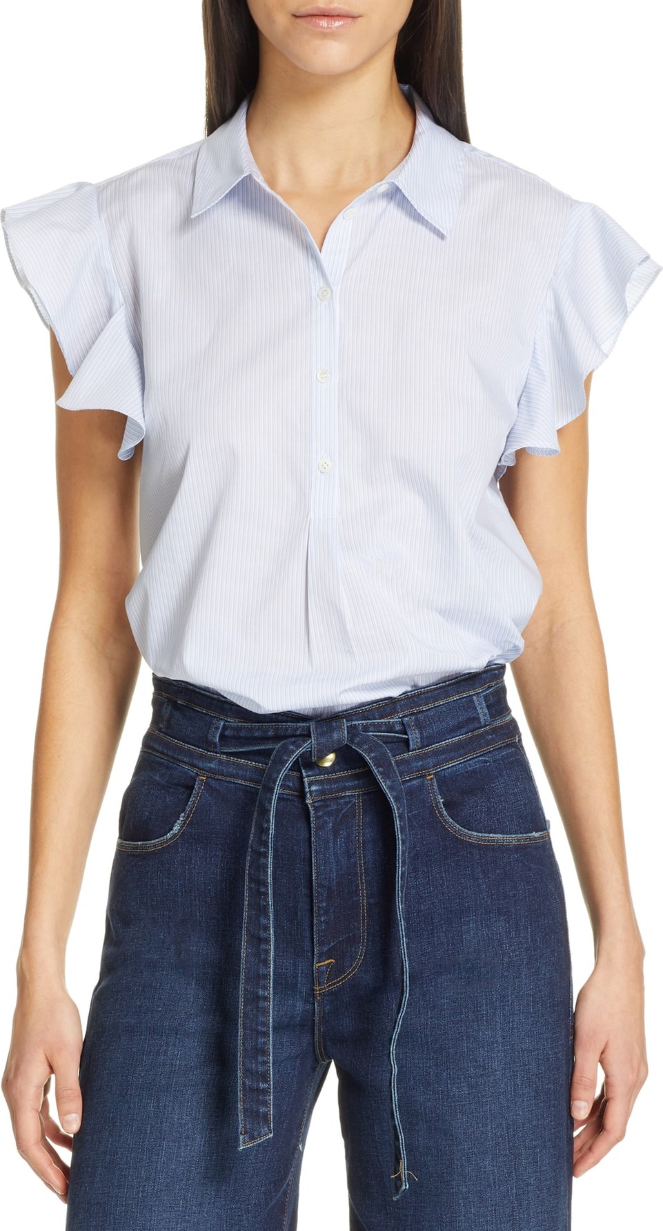 FRAME DENIM Flounce Sleeve Shirt