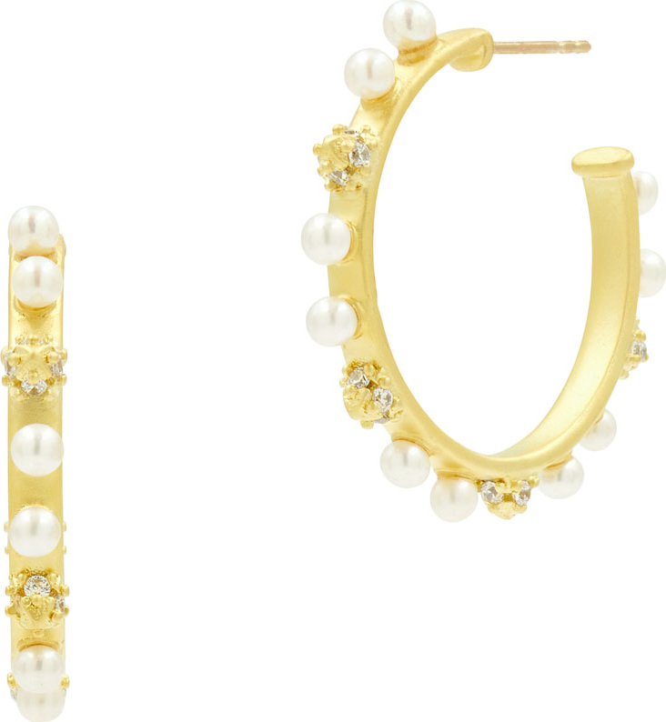 Freida Rothman Textured Vertical Hoop Earrings