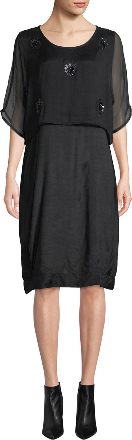 Masai Ozia Shift Dress with Sequined Overlay