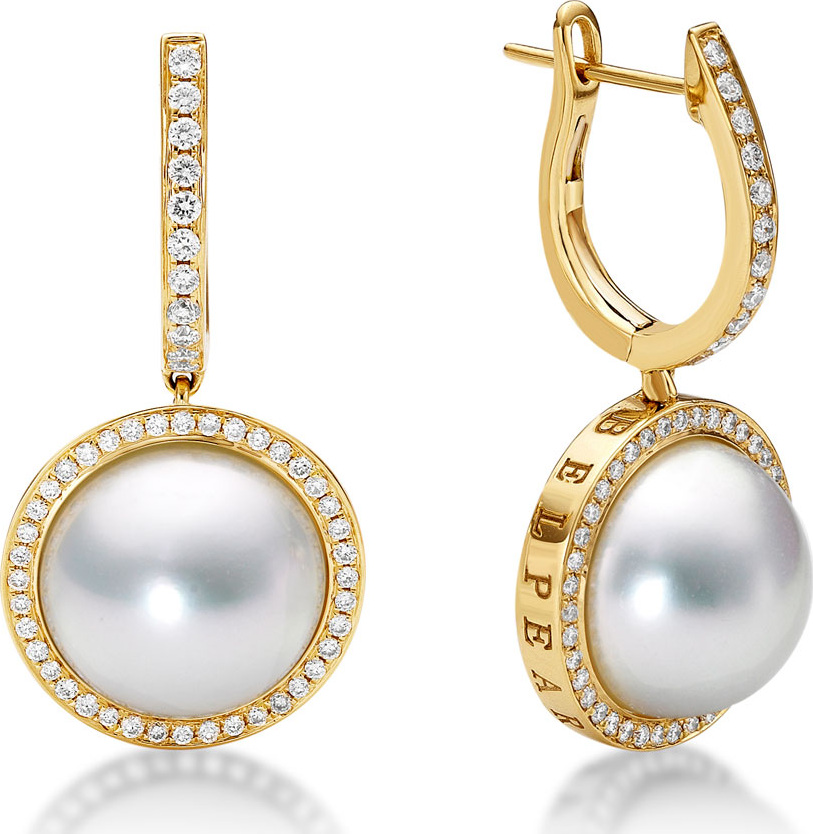 Belpearl Kobe Classic Diamond & Pearl Bezel Drop Earrings