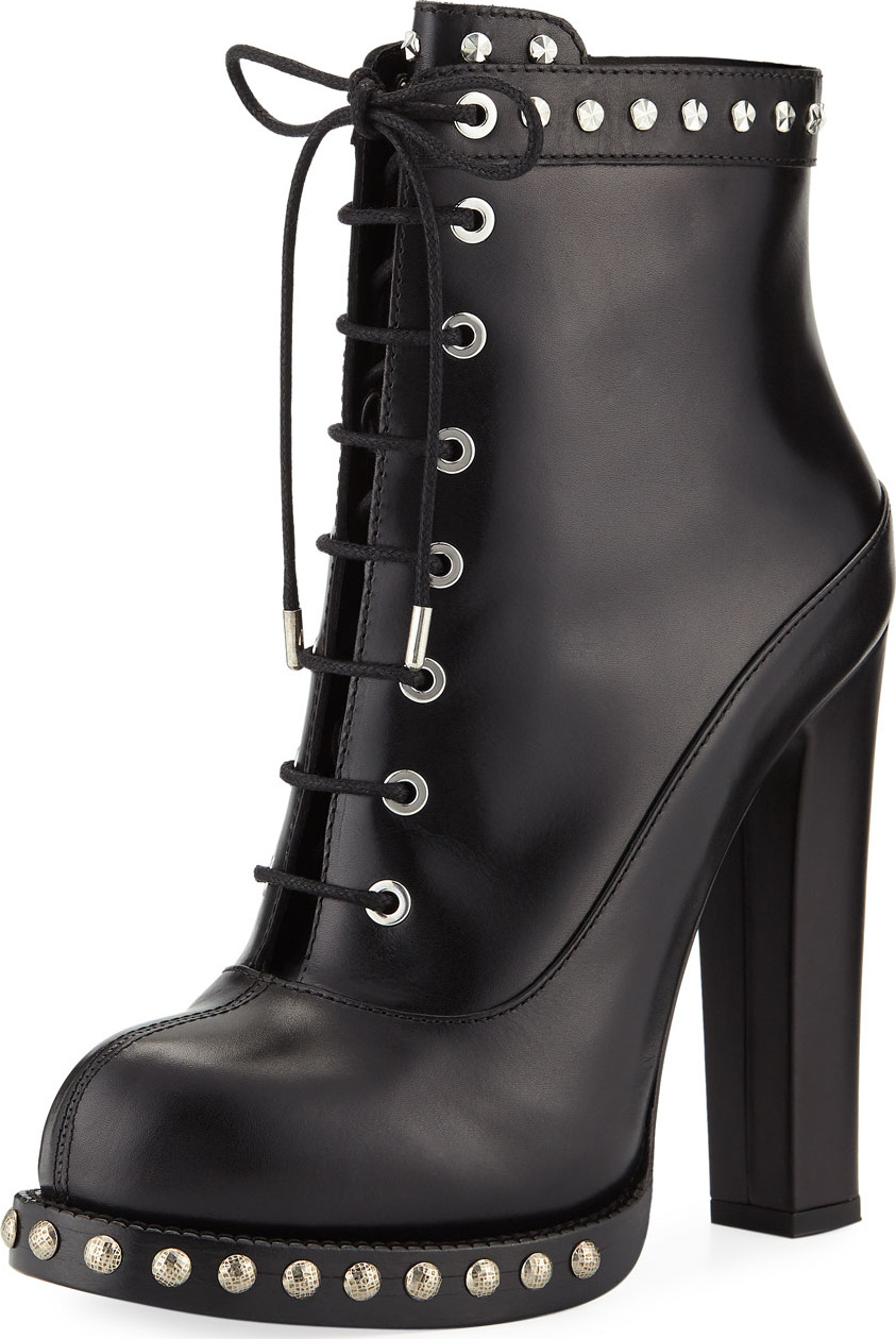 Alexander McQueen Studded Calf Platform Booties