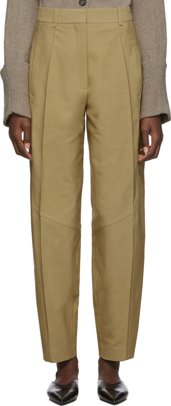 Victoria Beckham Beige High-Waisted Panelled Trousers