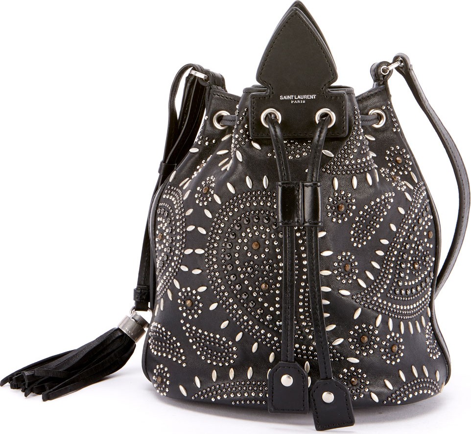 Saint Laurent Anja Small Studded Bandana Bucket Bag