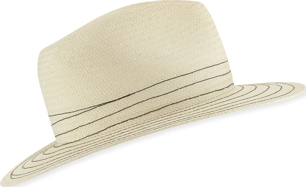 Rag & Bone Packable Straw Fedora Hat with Stitching