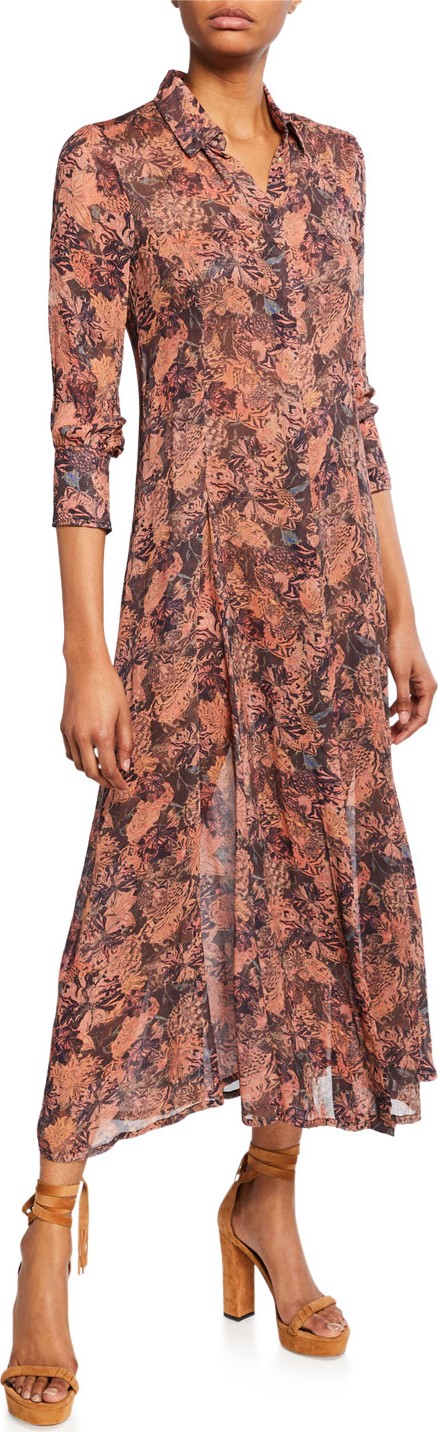 IRO Maddie Printed 3/4-Sleeve Shirt Dress