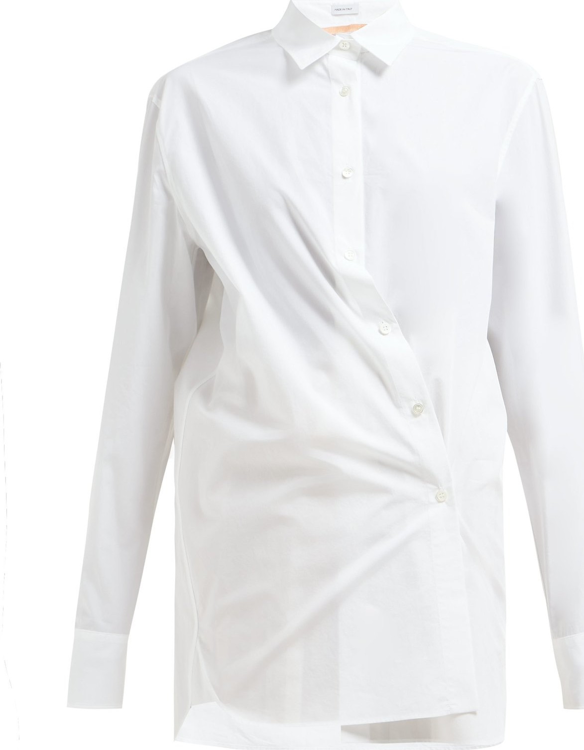 Summa Asymmetric-button cotton poplin shirt